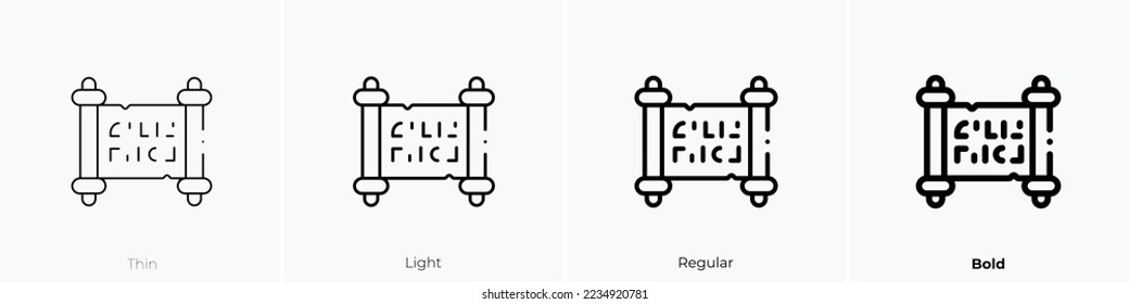 Hieroglyph icon. Thin, Light Regular And Bold style design isolated on white background