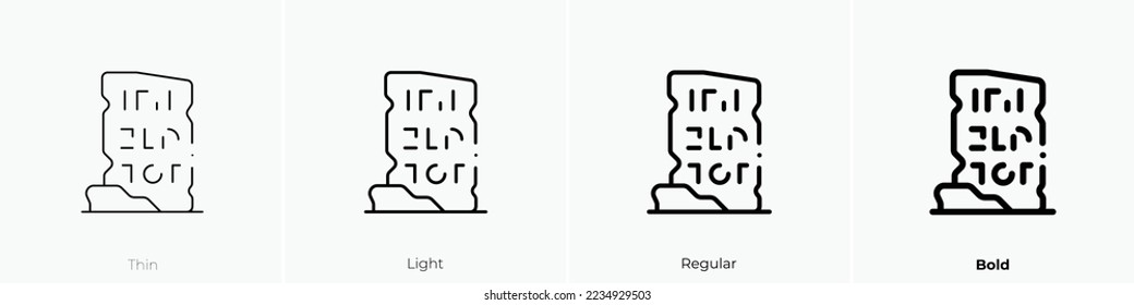 Hieroglyph icon. Thin, Light Regular And Bold style design isolated on white background