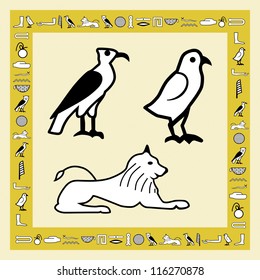 hieroglyphic alphabet symbols border