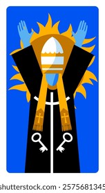 The Hierophant character of Tarot playing card in modern cartoon minimalism flat style. Vector illustration in minimalism flat style