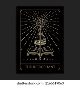 Die hierophant magische Karte der großen Arcana-Tarot mit Gravur, handgezeichnet, Luxus, Himmelskörper, Esoterie, geeignet für spiritualistische, religiöse, paranormale, Tarot-Leser, Astrologer oder Tattoo