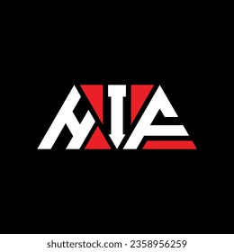 HIF triangle letter logo design with triangle shape. HIF triangle logo design monogram. HIF triangle vector logo template with red color. HIF triangular logo Simple, Elegant, and Luxurious design.