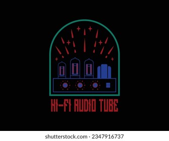 Hi-fi audiophile tube amplifier vector design