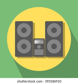 Hi-Fi center on yellow-green background 
