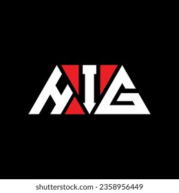 HIG triangle letter logo design with triangle shape. HIG triangle logo design monogram. HIG triangle vector logo template with red color. HIG triangular logo Simple, Elegant, and Luxurious design.