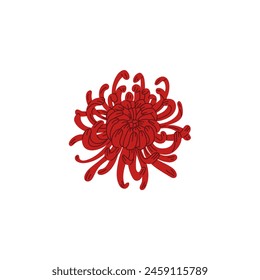 Higanbana flower. Exotic lily plant is bright red. An element of decor in Japanese theatrical kabuki productions. Flat vector isolated illustration. Spider lily for design. svg
