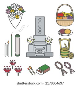 Higan(equinoctial week) Grave Besuch Symbol Set (japanischer Stil)