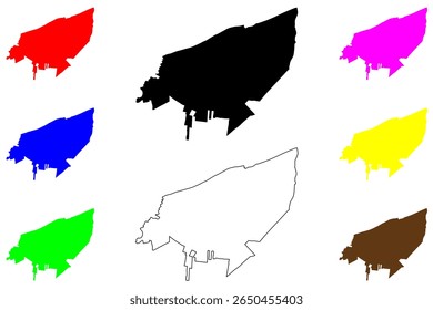 Cidade de Higashikurume (Japão, Nihon-koku ou Nippon-koku, região de Kanto) mapa ilustração vetorial, esboço de rabisco Mapa de Higashikurume-shi