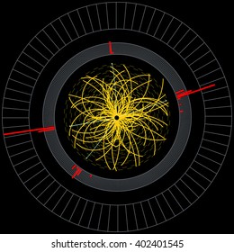 Higgs boson in large hadron collider. Vector illustration.