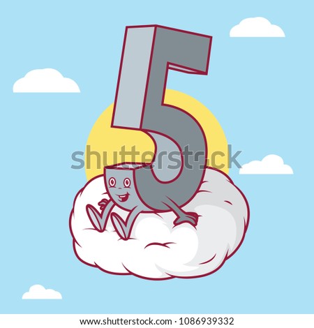 High 5 on top of the clouds vector illustration. High 5 on top of the clouds vector illustration