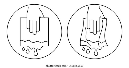 High Absorbing effect flat icon for paper towels. Isolated vector pictogram with dry and wet material