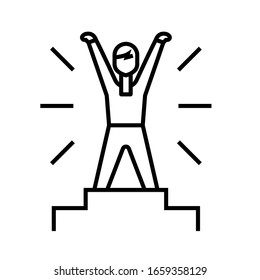 High achiever line icon, concept sign, outline vector illustration, linear symbol.
