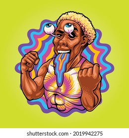 high afro guy puking rainbow