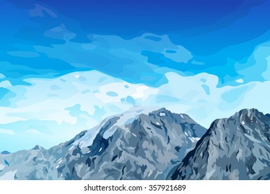 High Alps mountains with snow