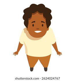 High angle view of a cheerful, dark skinned boy standing and looking upwards, a full body illustration perfect for child related projects
