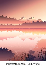 high angle view of deep forest landscape and river when dusk