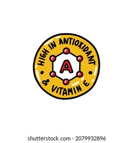 high in antioxidant and vitamin e doodle icon, vector illustration