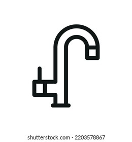 High Arc Kitchen Faucet Isolated Icon, High End Faucet Vector Icon With Editable Stroke