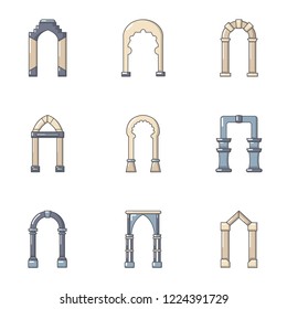 High arch icons set. Flat set of 9 high arch vector icons for web isolated on white background