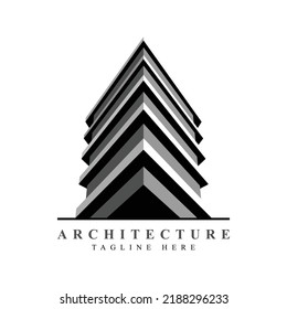 high architectural building logo. Upstairs style. wall decor, Vector.