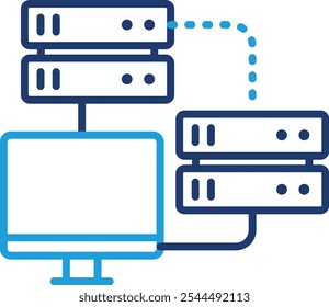 Ícone de Alta Disponibilidade - Servidores gêmeos com uma Seta de Loop Contínuo. Estilo de contorno do Vetor Preto