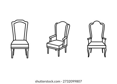 Ilustración vectorial de arte de la línea del icono de la silla de la parte posterior alta aislada