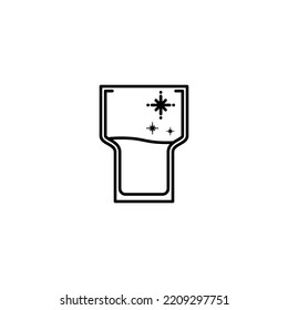 high ball glass icon with cold water on white background. simple, line, silhouette and clean style. black and white. suitable for symbol, sign, icon or logo