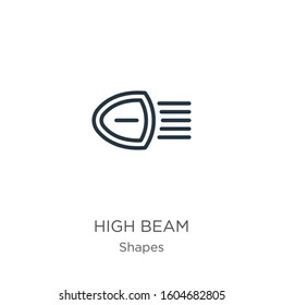 High beam icon. Thin linear high beam outline icon isolated on white background from shapes collection. Line vector sign, symbol for web and mobile