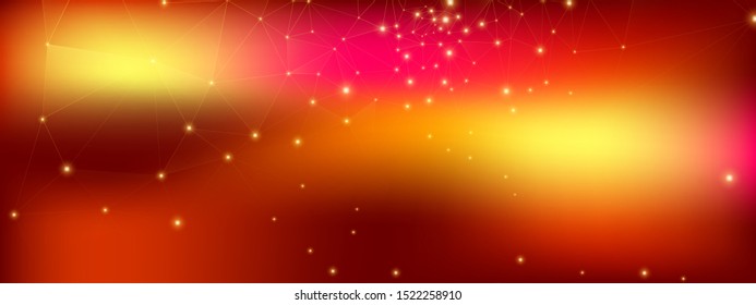 High Big Data Banner. Science Tech Network. Red 3d Minimal Illustration. Bright Triangles Pattern. Yellow Technology Data. Science Visualization. Orange Geometric Texture. Pink Data Tech Concept.