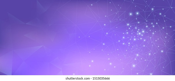 High Big Data Banner. Violet Science Visualization. Cosmic Futuristic Background. Magic Triangles Banner. Data Tech Concept. Gradient Science Tech Network. Purple Illustration. Technology Data.