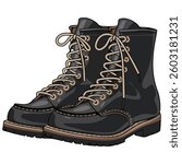 High black boots isolated vector illustration on white background