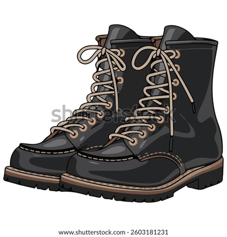 High black boots isolated vector illustration on white background