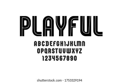 High black font, condensed bold alphabet sans serif, trendy letters and numbers, vector illustration 10EPS