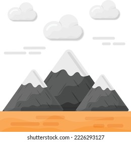 High Black Rock Formation Concept, Mountain ranges covered with Snow Dark clouds vector color icon design, Winter Season Element symbol, Snowboarding Equipment Sign, extreme sports stock illustration