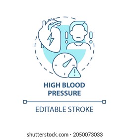 High blood pressure concept icon. Hypertension symptom abstract idea thin line illustration. Dangerous medical condition. Pounding feeling. Vector isolated outline color drawing. Editable stroke