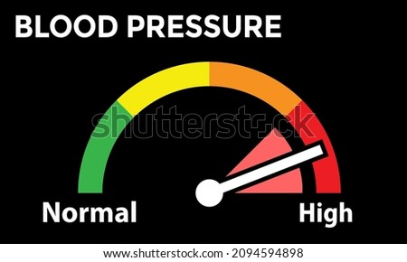 high blood pressure concept, meter, gauge, vector illustration 
