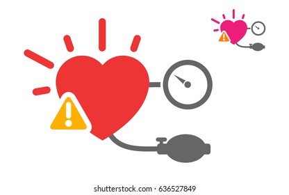 High Blood Pressure Icon Vector, Or Logo For Company. Red And Pink Colors.