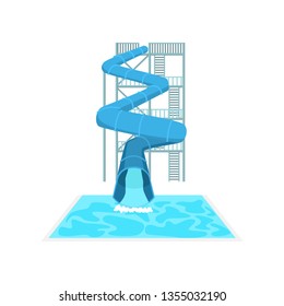 High blue spiral plastic pipe water slide in aqua park