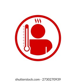 Icono de alta temperatura corporal aislado sobre fondo blanco