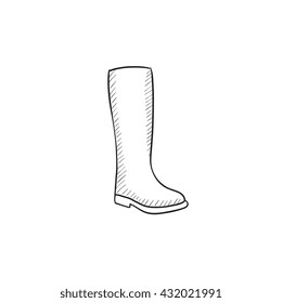 Ícone de esboço vetorial de inicialização alto isolado no plano de fundo. Ícone de boot alto puxado à mão. Ícone de esboço de inicialização alto para infográfico, site ou aplicativo.
