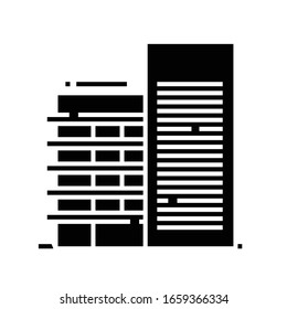 Icono negro de alta construcción, ilustración conceptual, símbolo plano vectorial, signo de glifo.