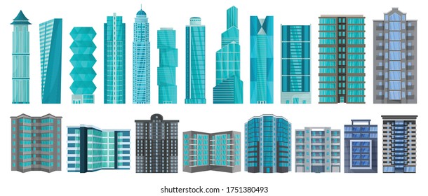 High building isolated cartoon set icon.Vector illustration illustration skyscraper on white background .Cartoon vector set icon high building.