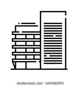 High building line icon, concept sign, outline vector illustration, linear symbol.