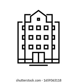High building line icon, concept sign, outline vector illustration, linear symbol.