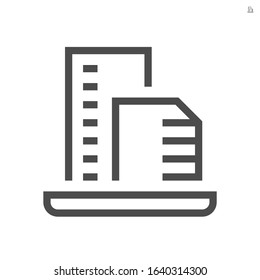 High building or residential vector icon. That condominium, office, apartment or hotel in city. Real estate or property for development, owned, sale, rent, buy, purchase or investment. 48x48 pixel.