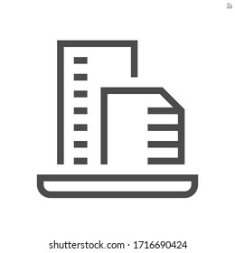 High building or residential vector icon. That condominium, office, apartment or hotel in city. Real estate or property for development, owned, sale, rent, buy, purchase or investment. 48x48 pixel.