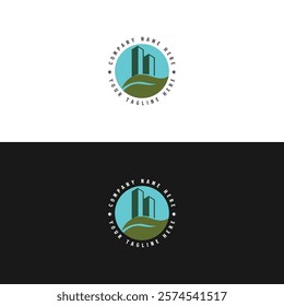 High Building Tower Apartment with Leaf for Real Estate Investment Logo Design Vector