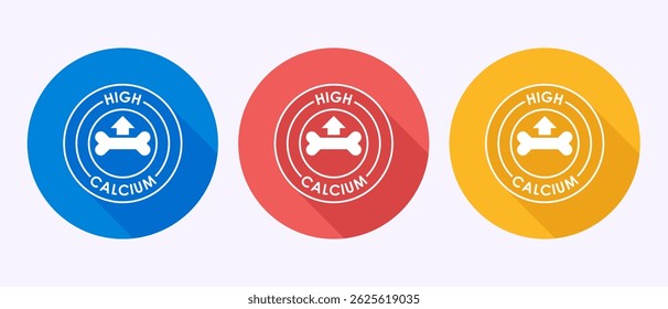 High calcium icon design illustration, High calcium label, logo, sign, symbol, in shadow button design