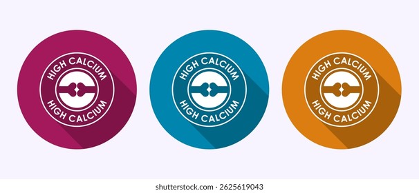 Ilustração de design de ícone de cálcio alto, etiqueta de cálcio alto, logotipo, sinal, símbolo, no design de botão de sombra