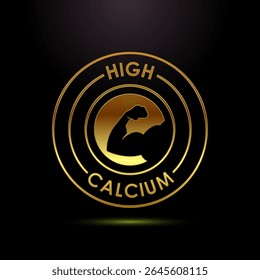High calcium icon design illustration, High calcium label logo sign symbol in gold color style